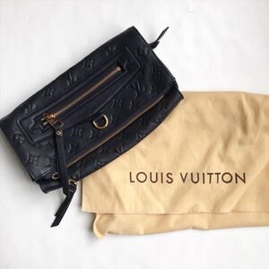 Authentic Louis Vuitton Navy Petillante Clutch Monogram Empreinte Leather EUC
